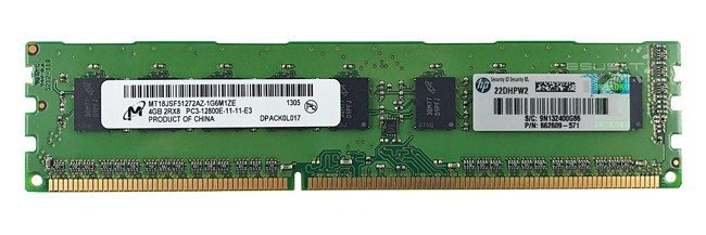 Memory RAM 1x 4GB Micron ECC UNBUFFERED DDR3  1600MHz PC3-12800 UDIMM | MT18JSF51272AZ-1G6